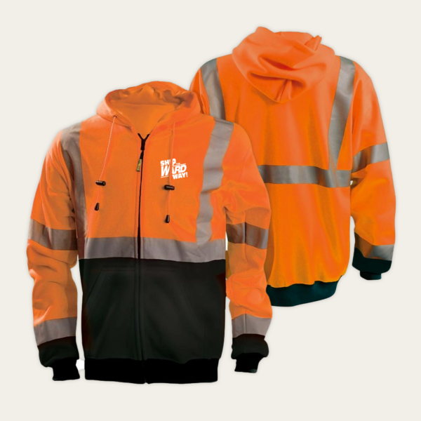 Occunomix Black Bottom Orange Hoodie Sweatshirt with Reflective Tape