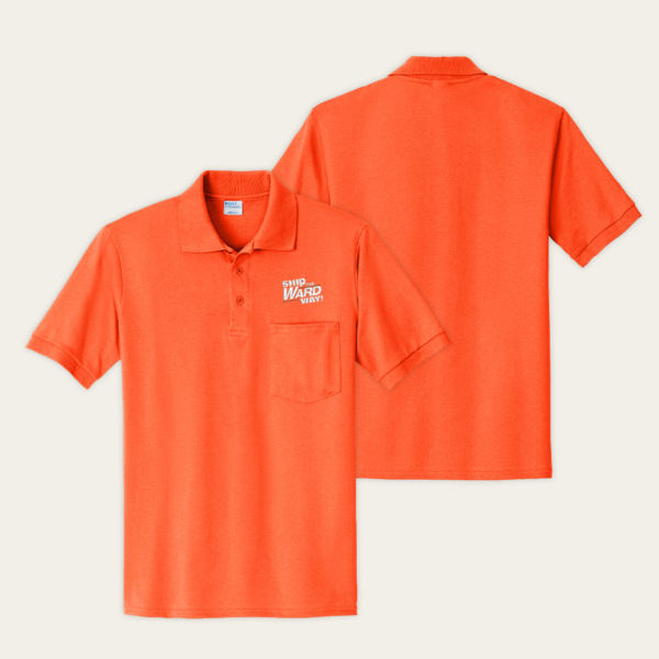 Port & Company Core Blend Safety Orange Jersey Knit Pocket Polo