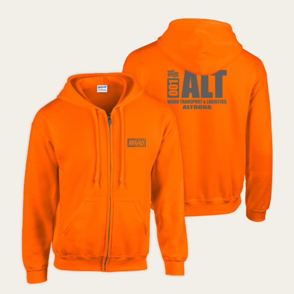 Gildan® Safety Orange Full-Zip Hooded Sweatshirt
