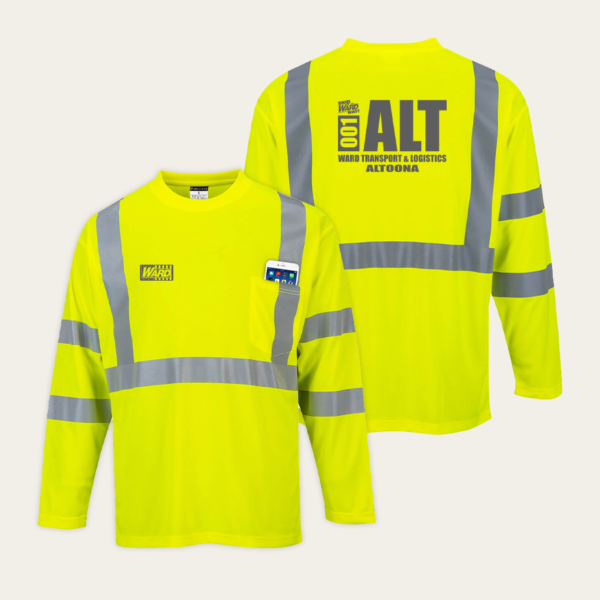 Portwest Safety Yellow 100% Polyester Long Sleeve Pocket T-Shirt