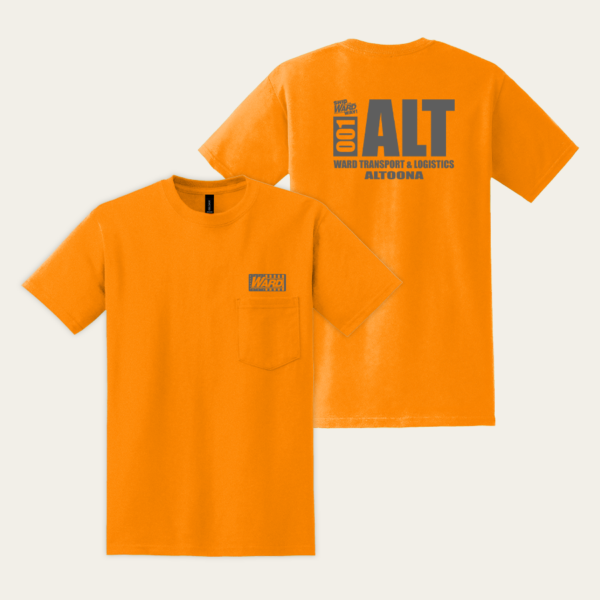 Gildan® Safety Orange 50/50 Cotton Poly Pocket T-Shirt